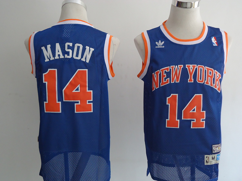  NBA Mitchell Ness New York Knicks 14 Anthony Mason Swingman Throwback Blue Jersey